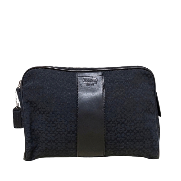 Coach Y2K Signature C Cosmetic Travel  Bag Jacquard & Leather Great Condition - Picture 1 of 11